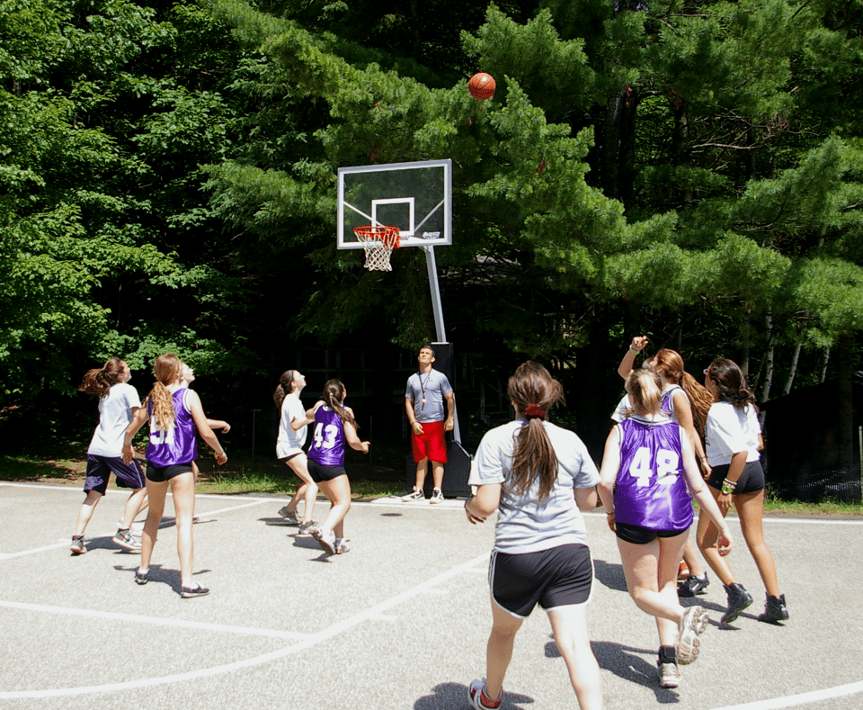 Campers playing basketball at Camp Tamarack