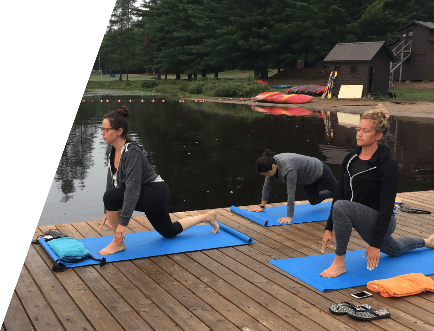 Yoga on dock at Camp Tamarack