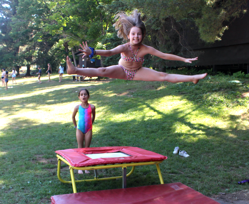 Campers doing gymnastics at Camp Tamarack