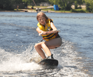 Girl waterskiing